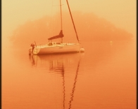 Yacht at dawn on Windermere